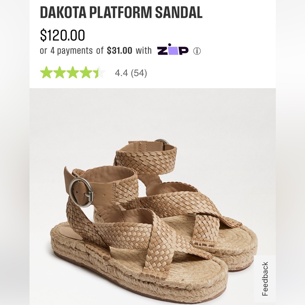 Sam Edelman Dakota Platform Sandal Size 9 Women’s Brand New Never Worn Nude/ Tan